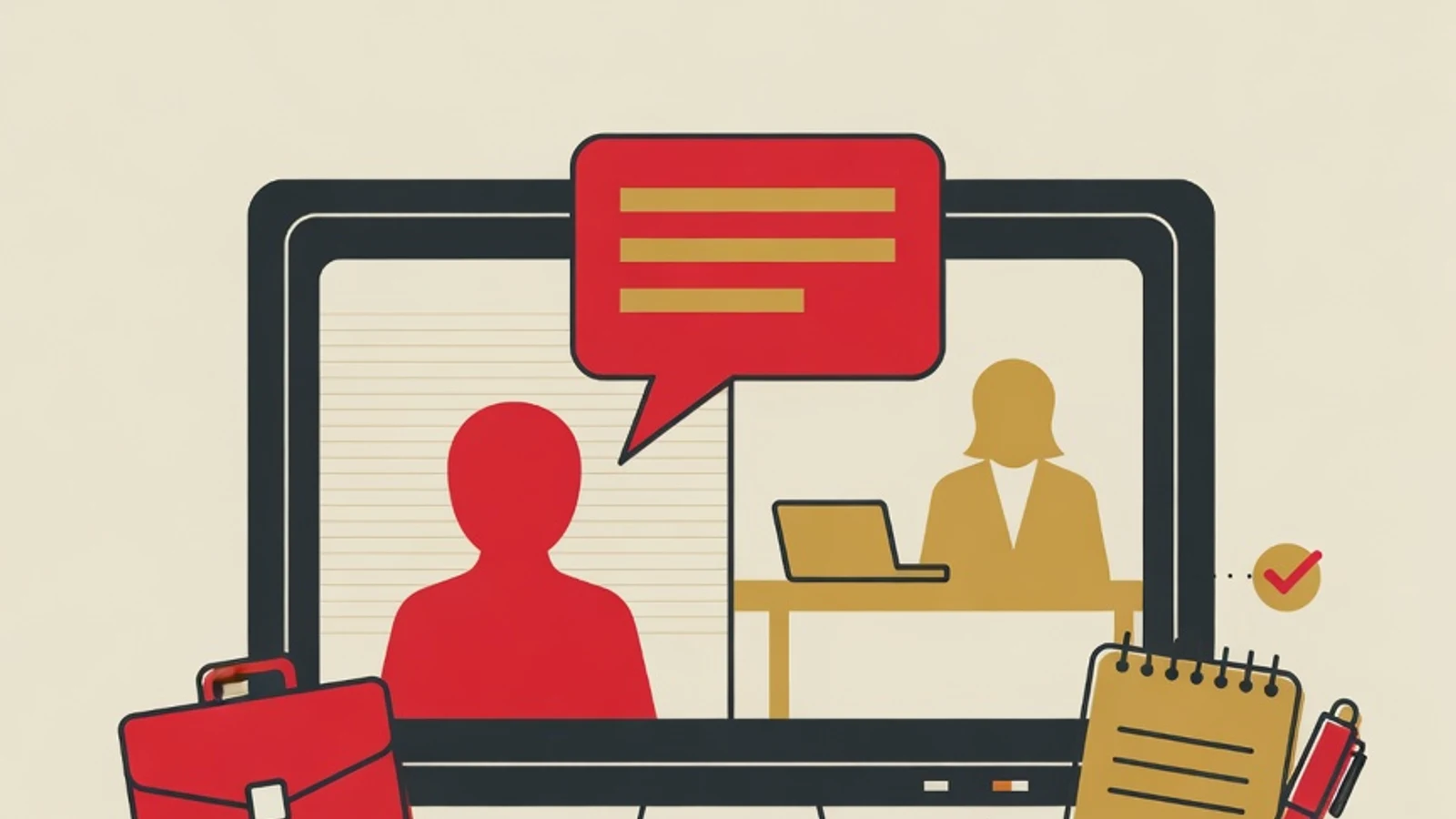 A candidate answering questions during an English job interview
