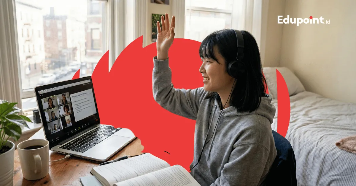 Sesi les privat online satu guru satu murid lewat video call