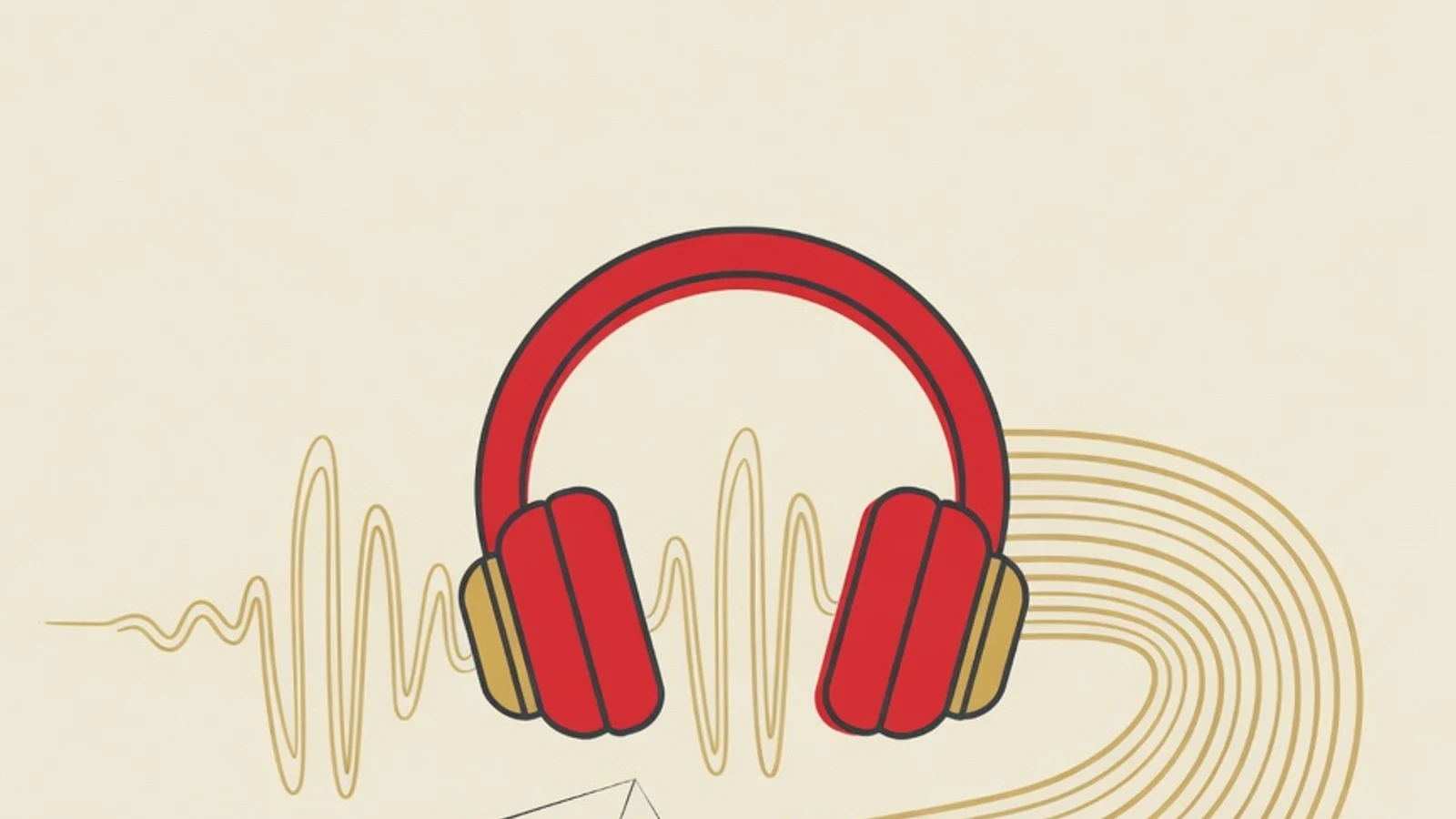 Ilustrasi datar headphone, gelombang suara, lembar jawaban pilihan ganda, dan tombol putar audio dengan palet brand EduPoint